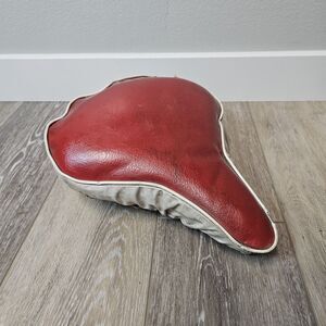 Mesinger Vintage Bicycle Seat Dual Sping Saddle Red White Cover Retro